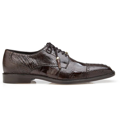 Mens Belvedere Batta Ostrich Cap Toe Derby Dress Shoe in Black 3 MEN 14006 BLACK-M-09  - from alligatorwarehouse.com