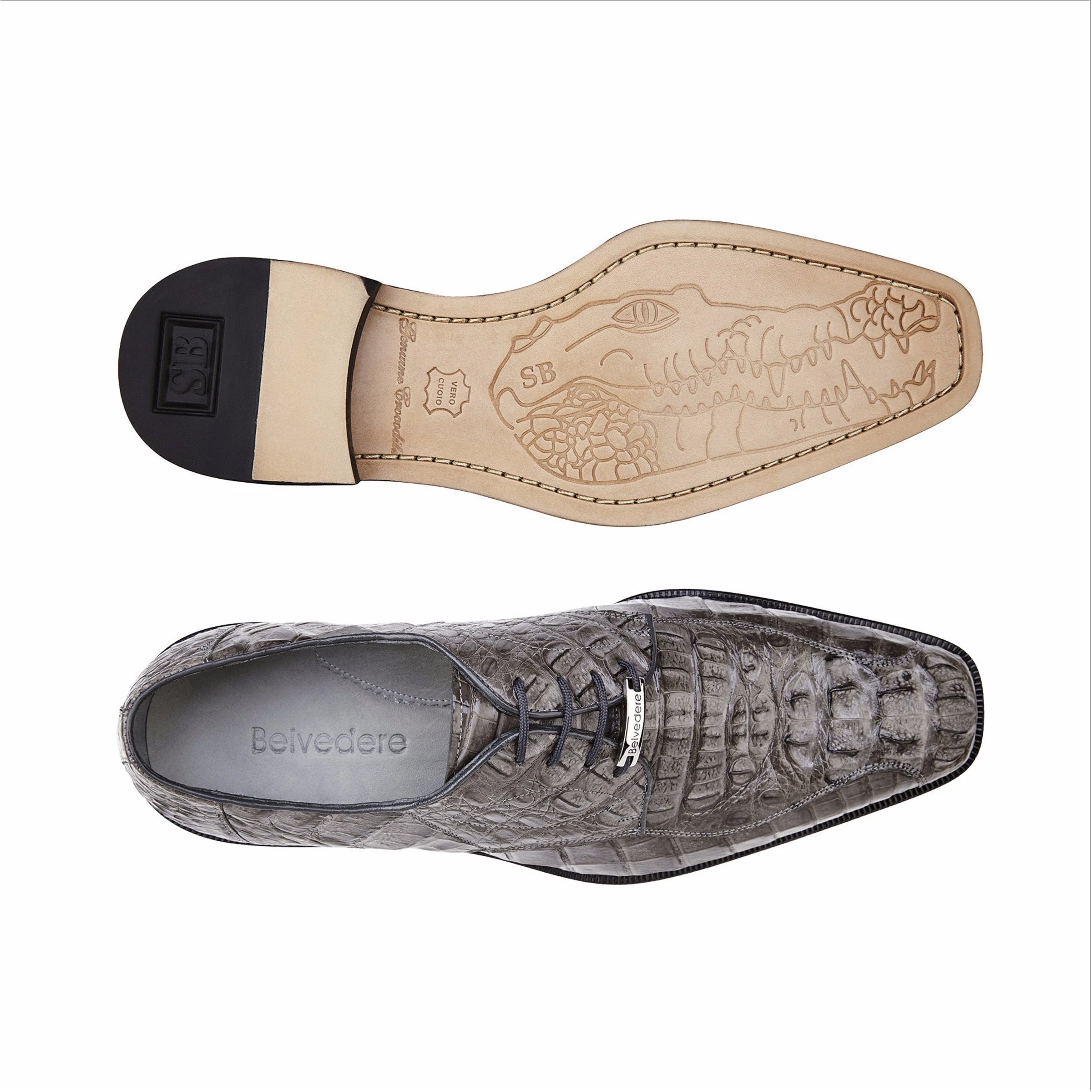 Mens Belvedere Chapo Caiman Crocodile Hornback Dress Shoe in Brown 10 MEN 1465 BROWN-M-09.5  - from alligatorwarehouse.com