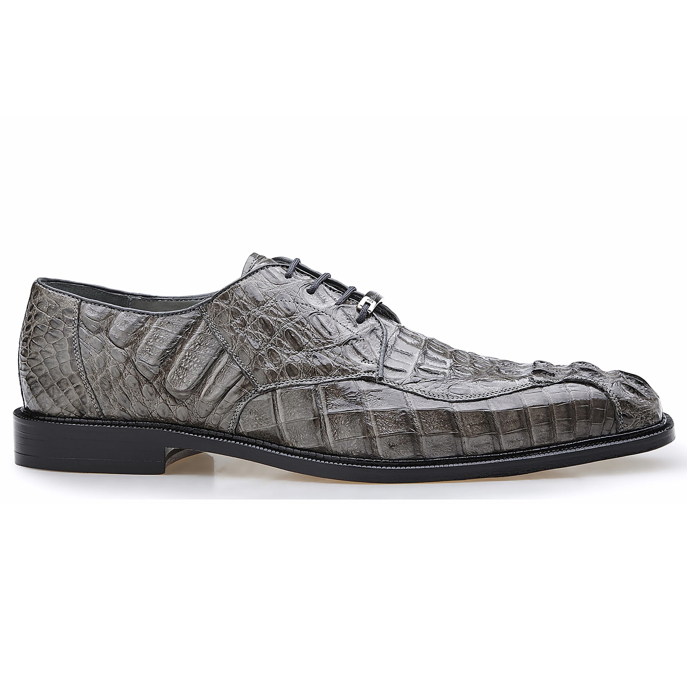 Mens Belvedere Chapo Caiman Crocodile Hornback Dress Shoe in Grey 1 MEN 1465 BLACK-M-10  - from alligatorwarehouse.com