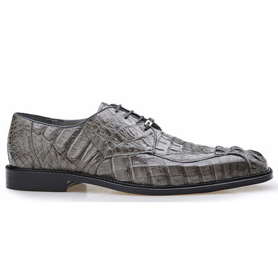 Mens Belvedere Chapo Caiman Crocodile Hornback Dress Shoe in Grey 1 MEN 1465 BLACK-M-09  - from alligatorwarehouse.com