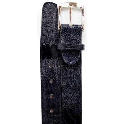Mens Belvedere Ostrich Leg Dress Belt in Black 8 MEN 2000 BLACK-44 OSTRICH LEG BELT  - from alligatorwarehouse.com