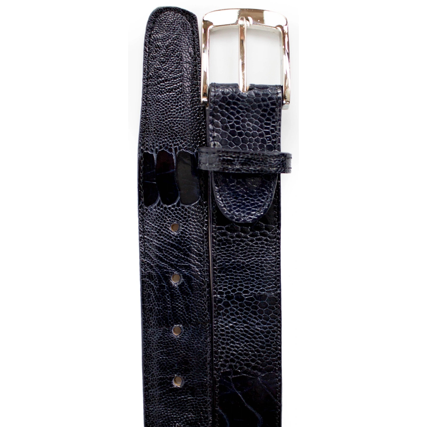 Mens Belvedere Ostrich Leg Dress Belt in Navy 1 MEN 2000 NAVY-44 OSTRICH LEG BELT  - from alligatorwarehouse.com