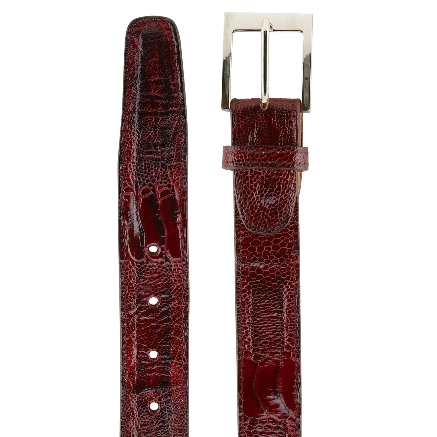 Mens Belvedere Ostrich Leg Dress Belt in Amber