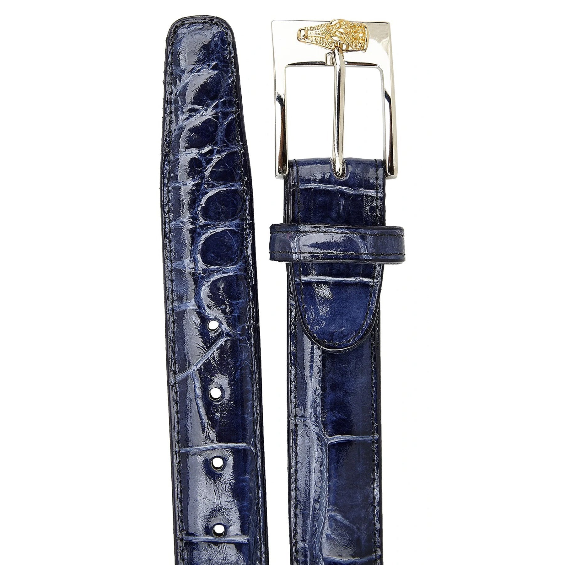 Mens Belvedere Alligator Dress Belt in Navy 8 MEN 2008 NAVY-44-ALLIGATOR BELT  - from alligatorwarehouse.com