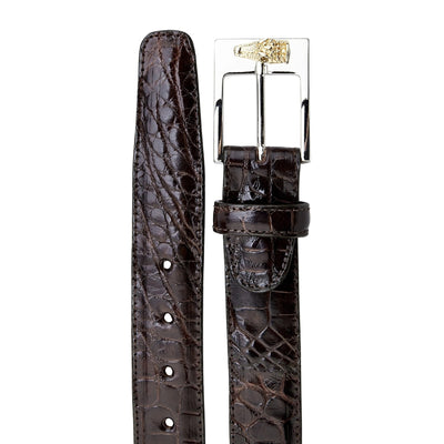 Mens Belvedere Alligator Dress Belt in Sky 7 MEN 2008 COGNAC-44-ALLIGATOR BELT  - from alligatorwarehouse.com