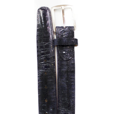 Mens Belvedere Caiman Crocodile Dress Belt in Black 3 MEN 1999 BLACK-44 CROCODILE BELT  - from alligatorwarehouse.com