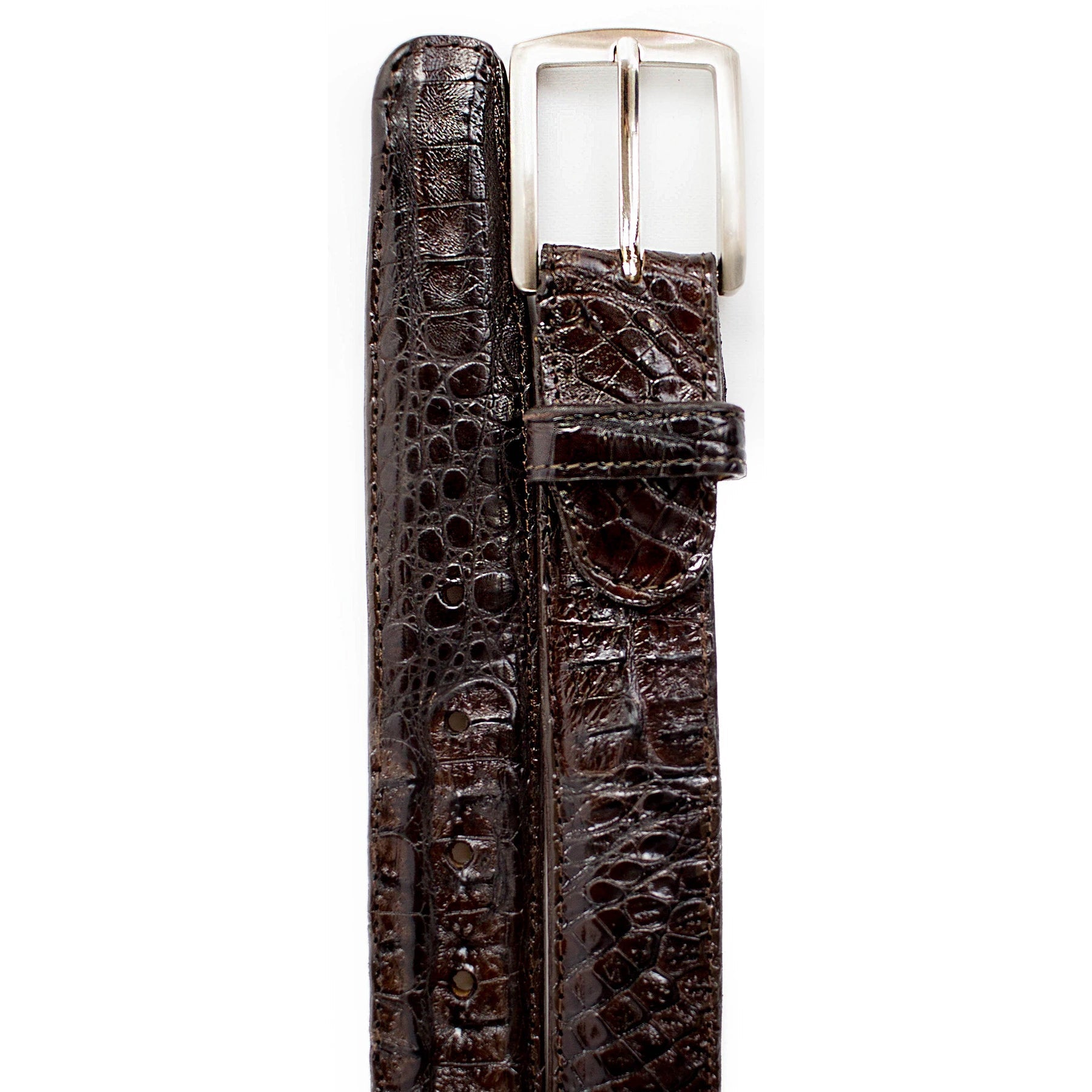 Mens Belvedere Caiman Crocodile Dress Belt in Navy 2 MEN 1999 NAVY-44 CROCODILE BELT  - from alligatorwarehouse.com
