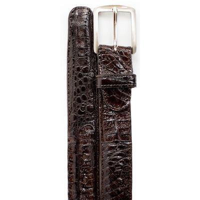 Mens Belvedere Caiman Crocodile Dress Belt in Brown 1 MEN 1999 BROWN-44 CROCODILE BELT  - from alligatorwarehouse.com