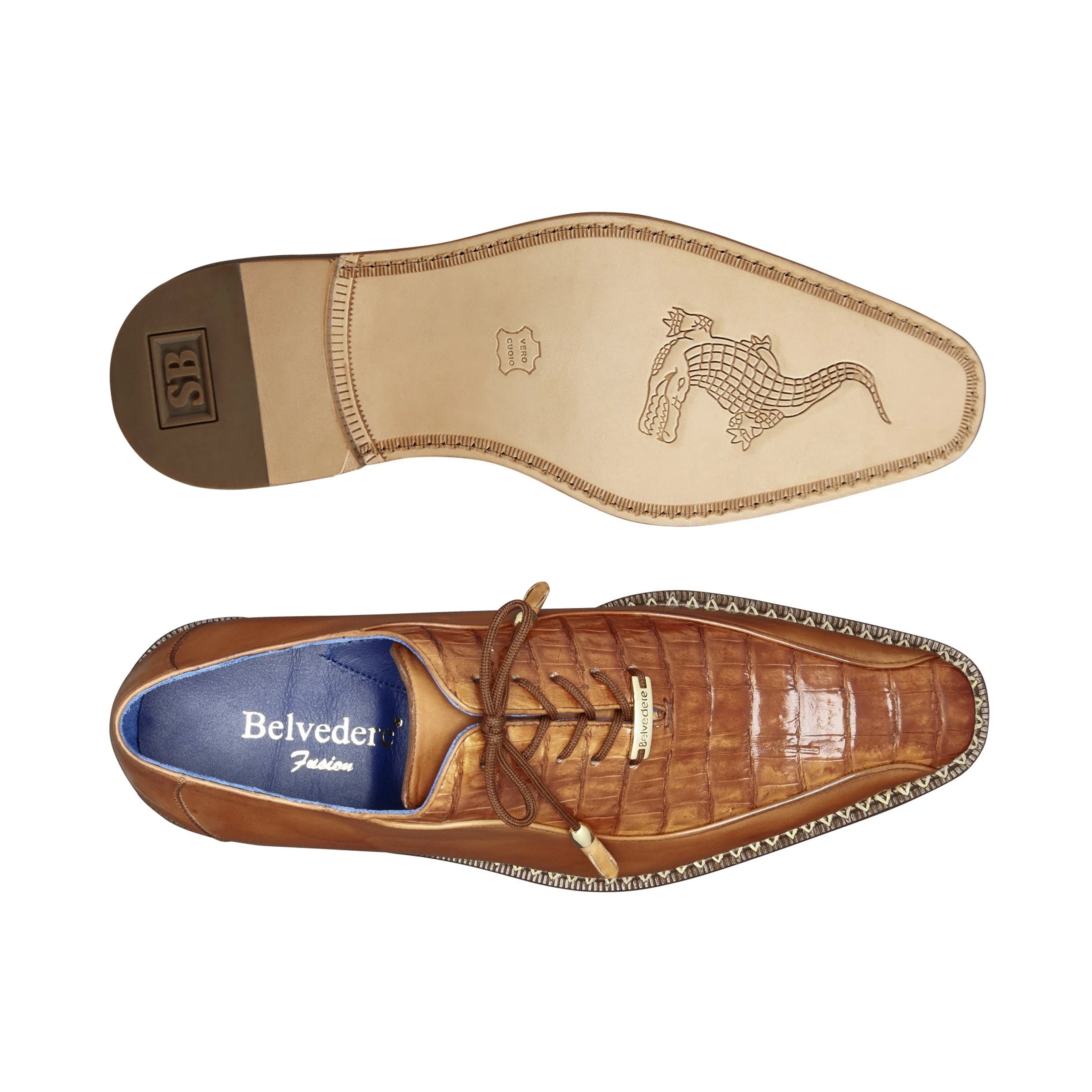 Mens Belvedere Gabriele Caiman Crocodile Dress Shoe in Blue 13   - from alligatorwarehouse.com