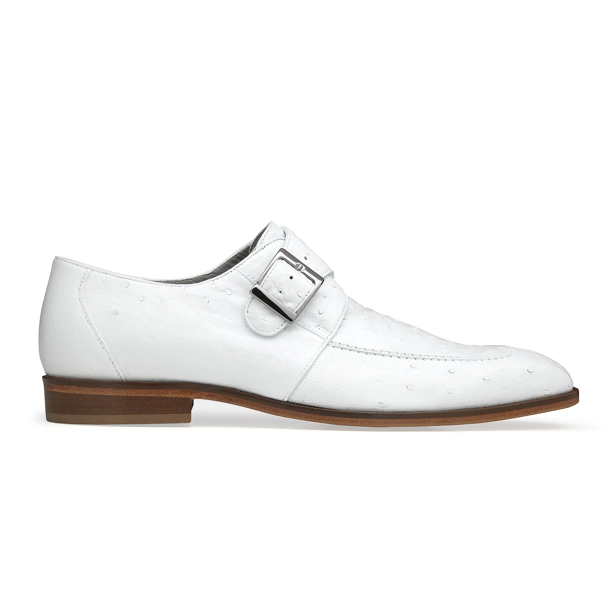 Mens Belvedere Josh Ostrich Quill Monk Strap Shoe in Black 8 MEN 114011 BLACK-M-08  - from alligatorwarehouse.com