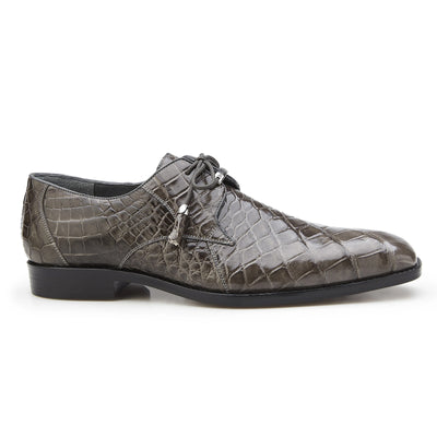 Mens Belvedere Lago Alligator Derby Dress Shoe in Grey 1 MEN 14010 BLACK-M-09.5  - from alligatorwarehouse.com