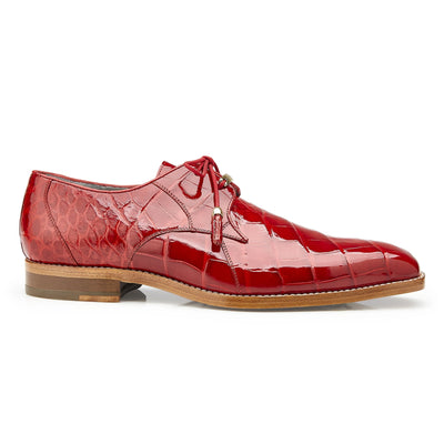 Mens Belvedere Lago Alligator Derby Dress Shoe in Red 1 MEN 14010 RED-M-09.5  - from alligatorwarehouse.com