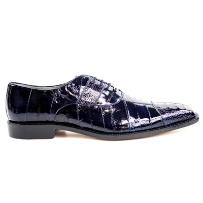Mens Belvedere Mare Eel & Ostrich Cap Toe Dress Shoe in Navy 2 MEN 2P7 NAVY-M-09  - from alligatorwarehouse.com