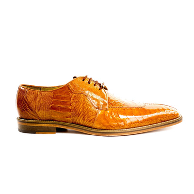 Mens Belvedere Siena Ostrich Leg Split Toe Dress Shoe in Tan 2 MEN 1463 BURNED AMBER-M-09.5  - from alligatorwarehouse.com