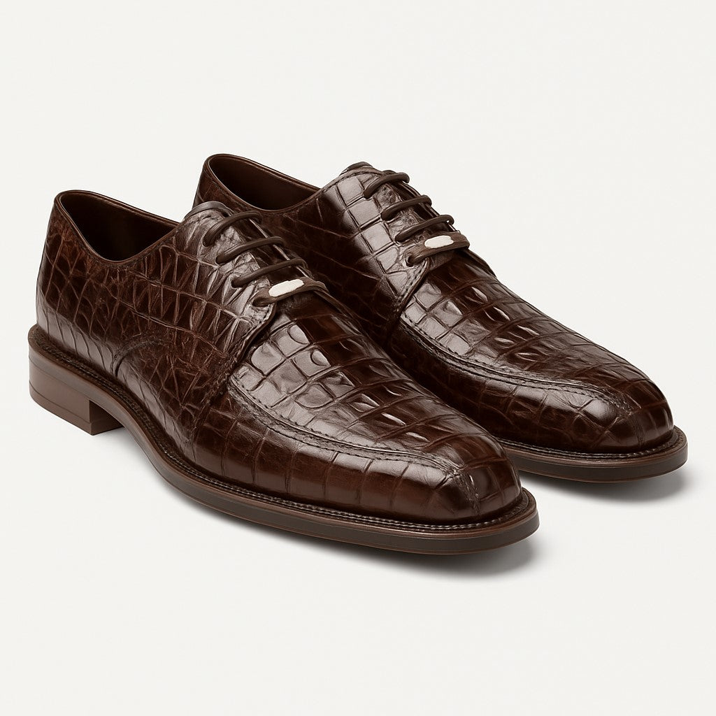 Belvedere Chapo Brown All-Over Genuine Exotic Hornback Crocodile Shoes 4 MEN 1465 BROWN-M-09.5  - from alligatorwarehouse.com