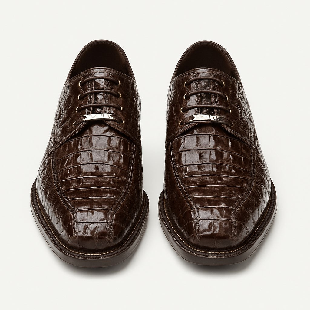 Belvedere Chapo Brown All-Over Genuine Exotic Hornback Crocodile Shoes 5 MEN 1465 BROWN-M-09.5  - from alligatorwarehouse.com