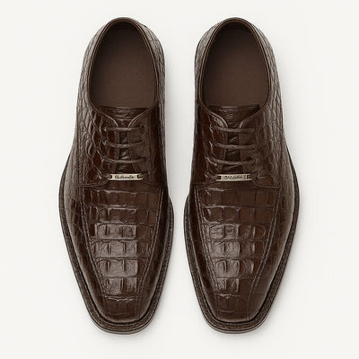 Belvedere Chapo Brown All-Over Genuine Exotic Hornback Crocodile Shoes 7 MEN 1465 BROWN-M-09  - from alligatorwarehouse.com