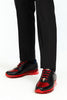 Belvedere  Flash Men's Shoes Black & Red Exotic Ostrich / Calf-skin Leather Casual Sneakers 6 MEN E01 BLACK/RED-M-06  - from alligatorwarehouse.com