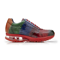 Belvedere George Men's Shoes Multi Color Exotic Ostrich Leg Sneakers