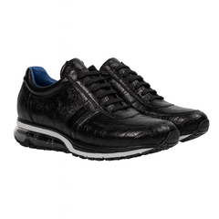 Belvedere Todd Men's Shoes Black Exotic Genuine Ostrich Casual Sneakers