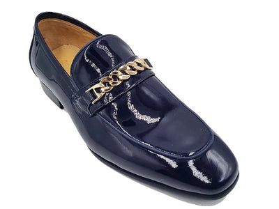 Beveled Squared Toe Patent Leather Loafer 2 KS2241-01PNAVY85  - from alligatorwarehouse.com
