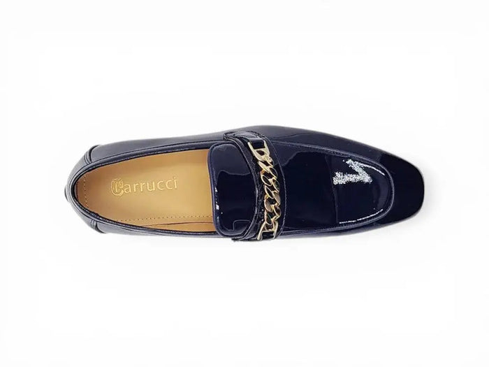 Carrucci Beveled Toe Patent Leather Loafer - Sophisticated Black