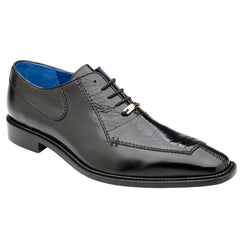 Men's Belvedere Biagio Ostrich Leg & Italian Calf Lace Up Dress Shoe in Black