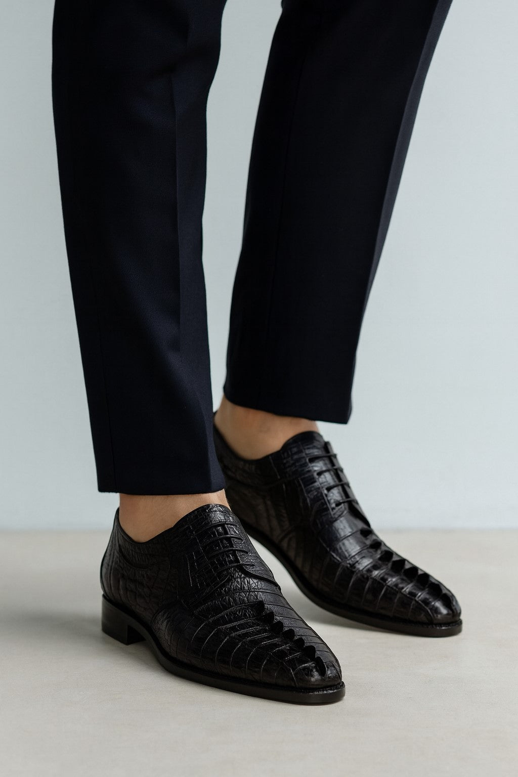 Marco Di Milano Cancun Black Caiman Crocodile Derby Shoes