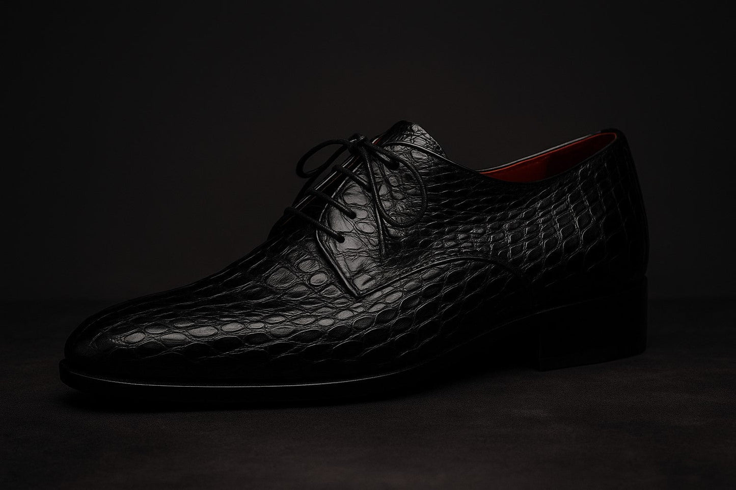 Marco Di Milano Leonardo Black Genuine Caiman Crocodile Dress Derby Oxfords