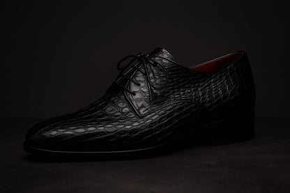 Marco Di Milano Leonardo Black Genuine Caiman Crocodile Dress Derby Oxfords