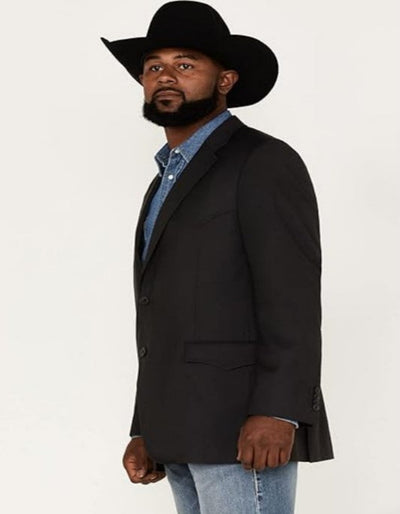 Mens Black Blazer With Blue Jeans and Black Cowboy Hat - (3 Items Package) 1   - from alligatorwarehouse.com