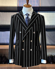 Black Pinstripe Suit - Gangster Suit - 1920's Suit - Double Breasted Suit