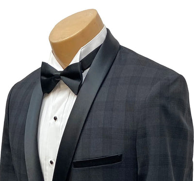 Mens Black Plaid Tuxedo Jacket Slim Fit Black with Grey Plaid Pattern Tuxedo 3   - from alligatorwarehouse.com