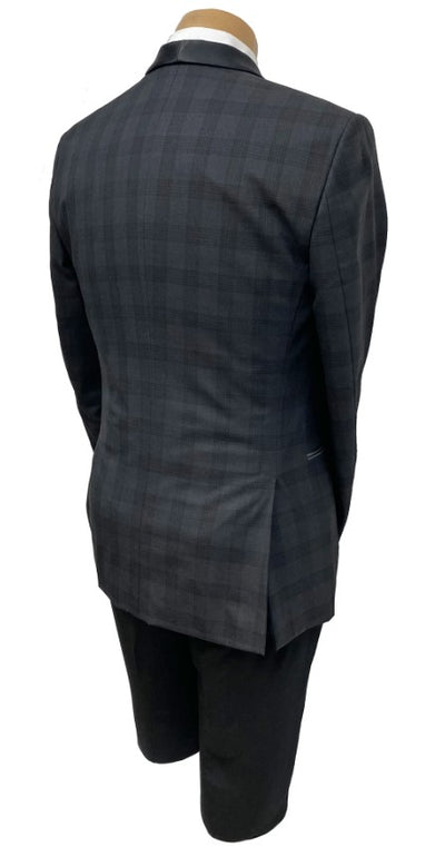 Mens Black Plaid Tuxedo Jacket Slim Fit Black with Grey Plaid Pattern Tuxedo 4   - from alligatorwarehouse.com