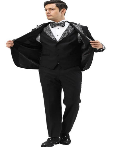 Black Prom Tuxedo - Perfect Wedding Suit Vested Rhinestone Lapelled 2   - from alligatorwarehouse.com