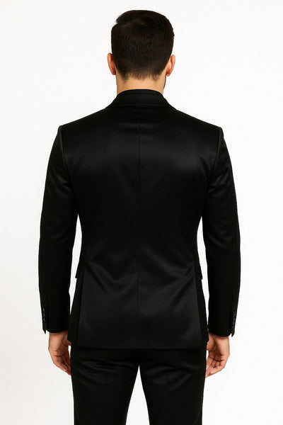 Black Satin Flex Two-Piece Suit ƒ?? Slim Fit Sport Coat and Matching Pants 2   - from alligatorwarehouse.com