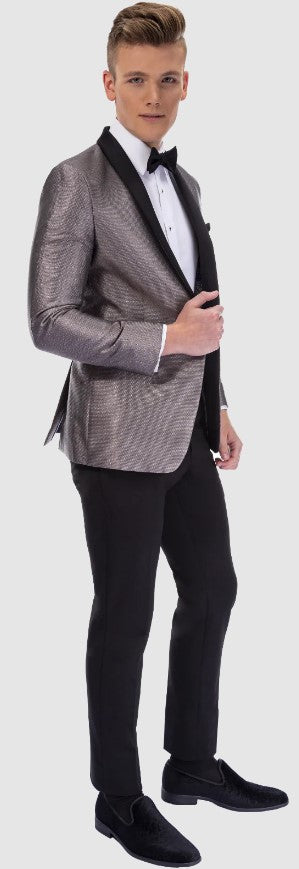 Mens Slim Fit Tuxedo Jacket Black Satin Shawl Lapel 3   - from alligatorwarehouse.com