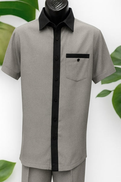 Mens Black White Houndstooth Short Sleeve Walking Suit 1   - from alligatorwarehouse.com