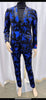 Mens Black and Royal Blue Floral Tuxedo Suit ƒ?? Slim Fit 2 Piece Velvet Embroidered Outfit for Weddings, Prom, and Formal Events 3   - from alligatorwarehouse.com