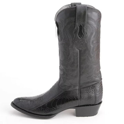 Los Altos Black Western Boots Genuine Ostrich Skin 2   - from alligatorwarehouse.com