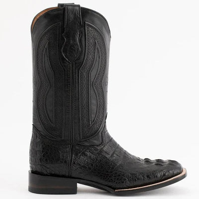 Ferinni Boot - Mens Dress Cowboy Boot  - Ferrini Men's Dakota Hornback Caiman Western Boots - Square Toe Handcrafted Black  in Black 5 10493-04-080-D  - from alligatorwarehouse.com