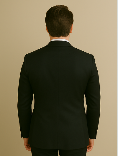 Wool Suit - Italian Made Business Suit by Statement Men's 2 Piece 100% Wool Modern Fit Suit - Subtle Windowpane 2 TRIESTE_Black_38R  - from alligatorwarehouse.com