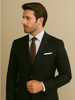 Wool Suit - Italian Made Business Suit by Statement Men's 2 Piece 100% Wool Modern Fit Suit - Subtle Windowpane 3 TRIESTE_Black_38R  - from alligatorwarehouse.com