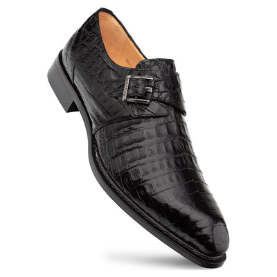 Gigolo Black Crocodile Single Monk-Strap Loafers By Mezlan Made In Spain Brand 2   - from alligatorwarehouse.com