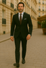 Wool Suit - Italian Made Business Suit by Statement Men's 2 Piece 100% Wool Modern Fit Suit - Subtle Windowpane 4 TRIESTE_Black_38R  - from alligatorwarehouse.com