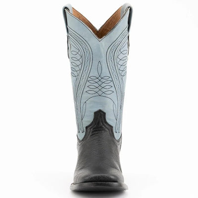 Ferinni Boot - Mens Dress Cowboy Boot  - Ferrini Men's Morgan Smooth Ostrich Square Toe Boots Handcrafted - Black 4 FQ OST BLACK R-TOE 8D  - from alligatorwarehouse.com