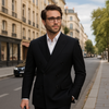Wool Suit - Italian Made Business Suit by Statement Men's 100% Wool 2 Piece Double Breasted Suit - Subtle Windowpane 5 SD-104_Black_38R  - from alligatorwarehouse.com