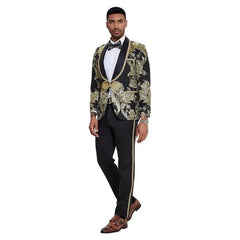 2024 Prom Special Black Paisley 2pc Mens Suit by Tazzio