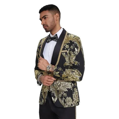 2025 Prom Special Black Paisley 2pc Mens Suit by Tazzio 4   - from alligatorwarehouse.com