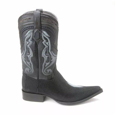 Los Altos Black Stingray Single Stone 3X Toe Men’s Boot 2   - from alligatorwarehouse.com